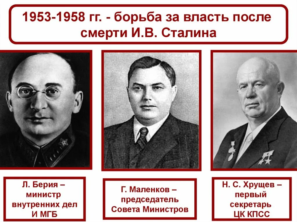 Руководитель ссср в период войны. Берия Маленков Хрущев. Триумвират Берия Маленков Хрущев. Хрущев должность после смерти Сталина. Сталин, Хрущёв, Малинков.