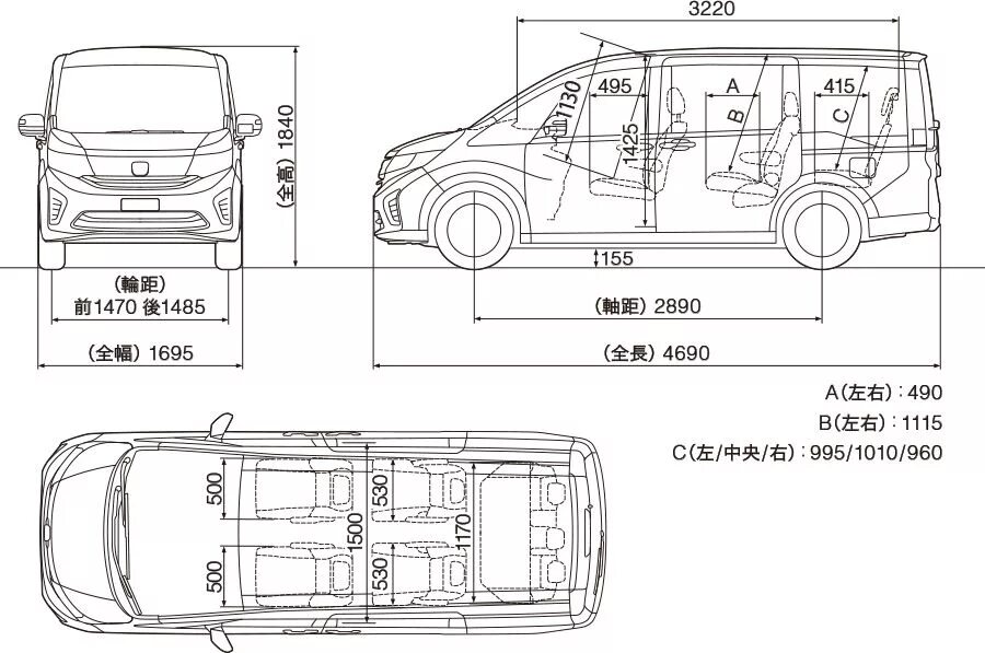 Размер honda stepwgn. Honda Stepwgn rp1 размер багажника. Honda Stepwgn 2015 габариты. Honda Stepwgn чертеж. Honda Stepwgn 2015 чертеж.