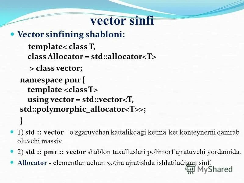 Std vector allocator. Std vector allocator