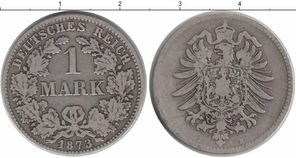 Германия 1 марка 1873. Монеты Германии 1873 года.