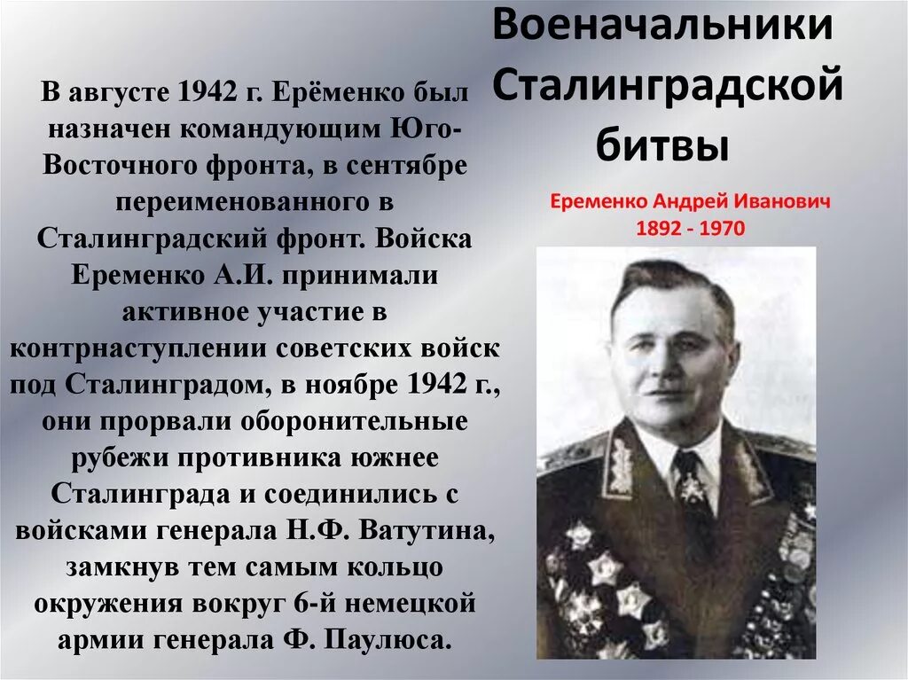 Герои советского союза сталинградской битвы. 1942 Военачальники Сталинградской битвы. Командующие Сталинградской битвы полководцы. Командующий фронтом Сталинградской битвы.