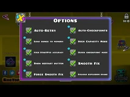 Geometry dash настройки