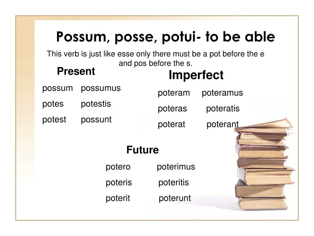 Sum латынь. Спряжение possum. спряжение глагола possum. possunt латынь. possum potui posse.