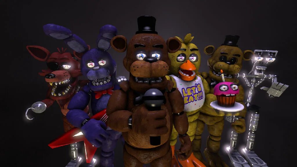 Первый аниматроники. АНИМАТРОНИКИ ФНАФ 1. АНИМАТРОНИКИ ФНАФ 1 часть. FNAF+ АНИМАТРОНИКИ. FNAF 1 АНИМАТРОНИКИ.