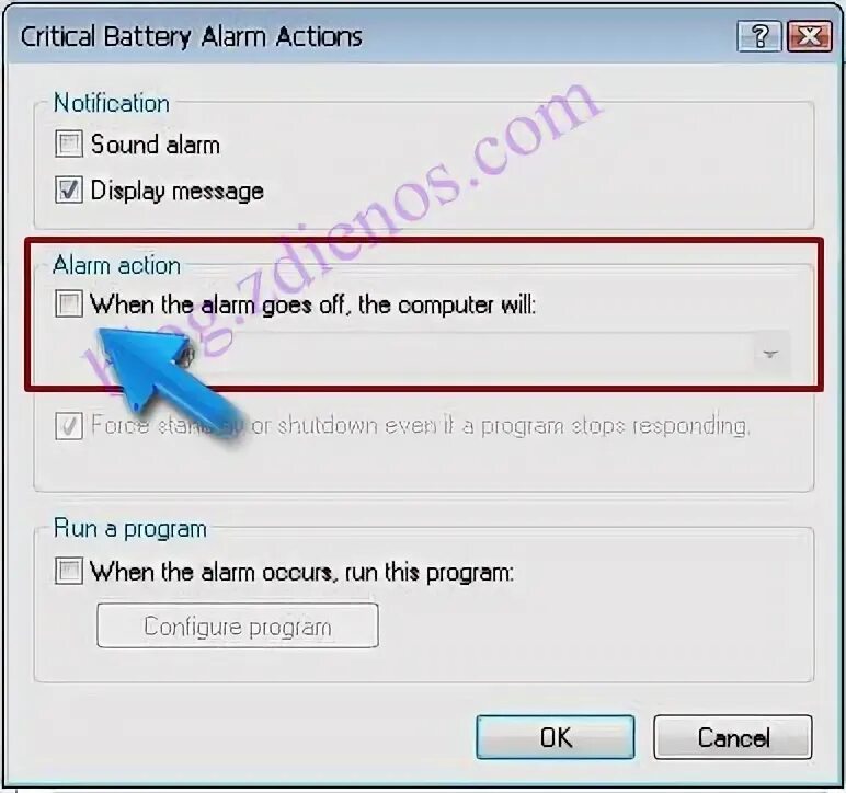 Alarm action. Alarm action