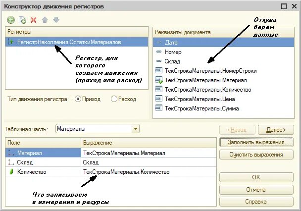 Конструктор движения регистров 1с. Движение регистров в 1с. Регистр накопления обороты. Откуда попадают данные в регистр накопления?.
