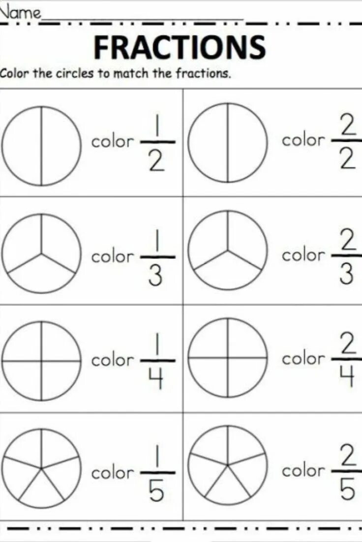 Circle match. Fractions. Fractions Worksheets. Fraction for children. Fractions Worksheets for Kids.