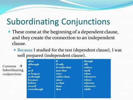 Subordinating conjunctions