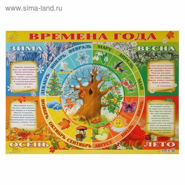 Календарь 2025 по временам года Набор обучающих плакатов Дрофа-Медиа Возраст 3-4 года 10 видов 3960 купить по це