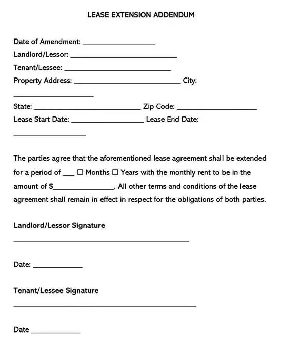 Agreement Addendum. Lease Agreement. Lease Agreement Sample. Extension Agreement example.