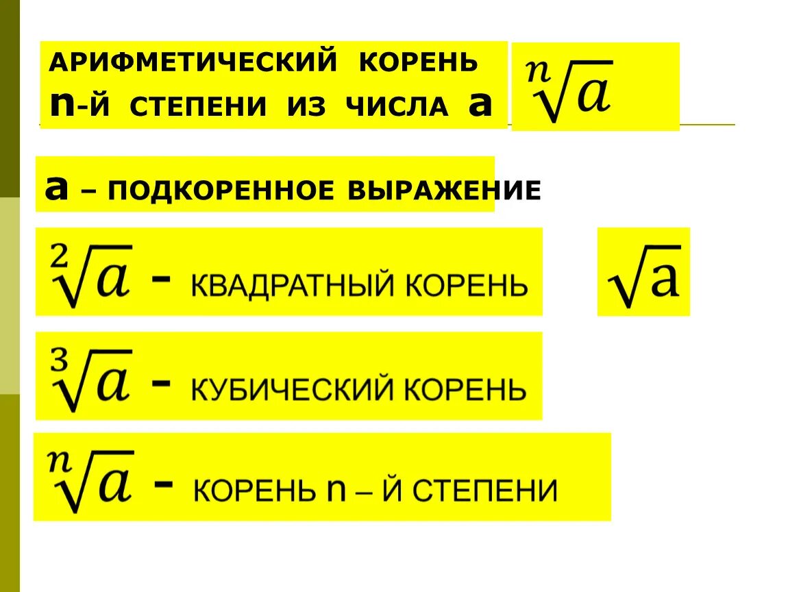 Корень 8 степени 9. Арифметические корни n-й степени. Арифметический корень н степени. Арифметический корень из степени. Корень n степени 9 класс.