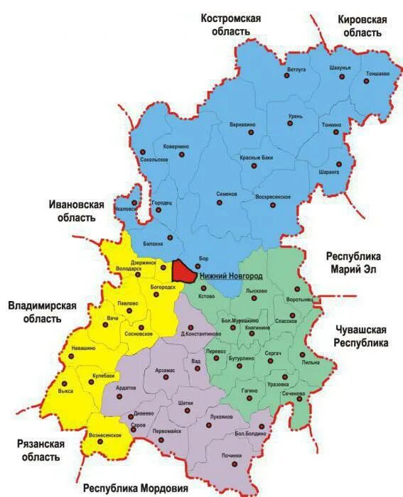 Субъект федерации нижегородская область. Карта Нижегородской области с районами. Районы Нижегородской области на карте с границами. Районы Нижегородская область карта с районами. Карта административного деления Нижегородской области.