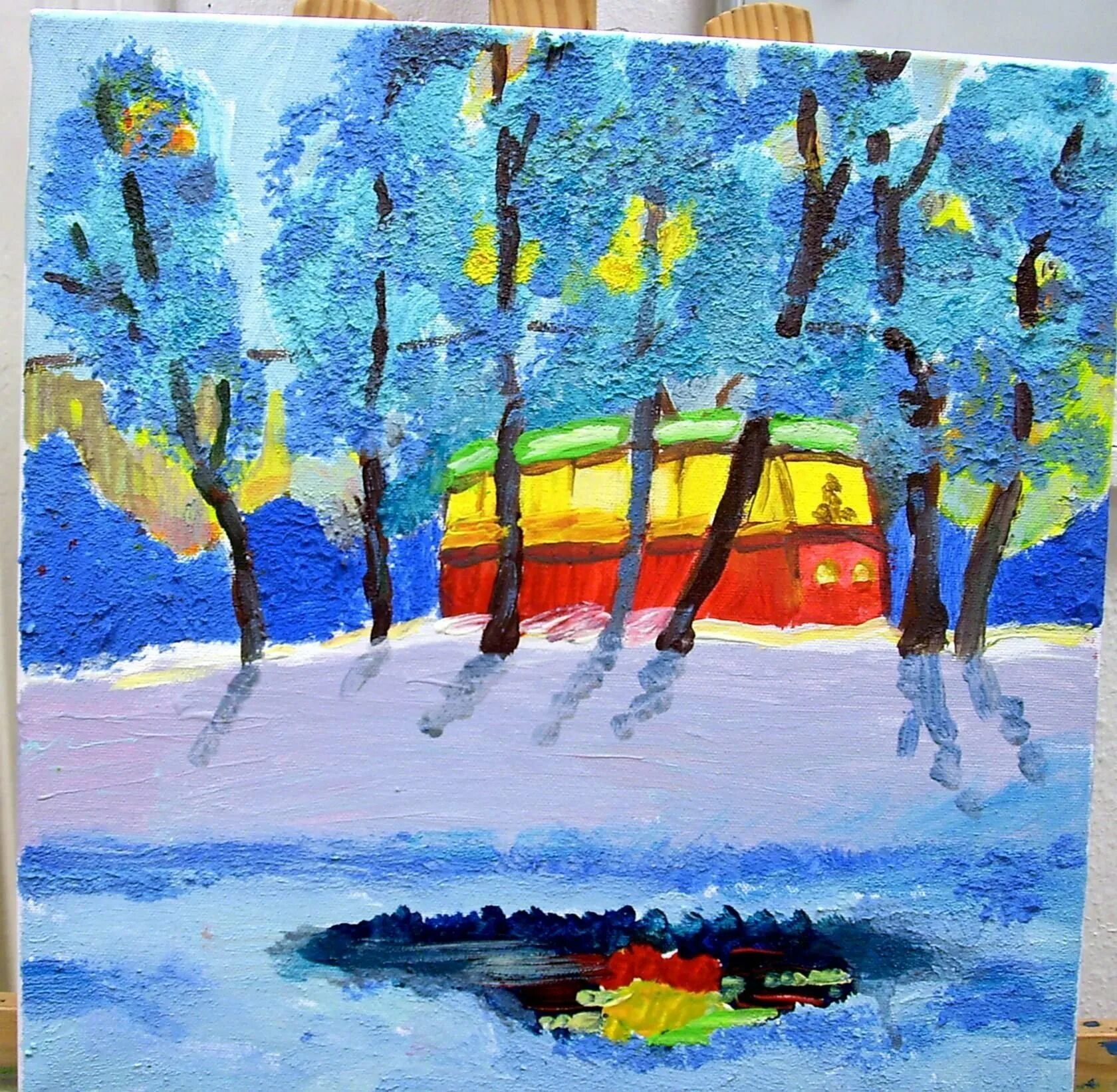 Рисунок на тему зима. Рисование красками на тему зима. Рисование красками на тему зима. Рисование «зимний пейзаж» (комарова т. Зимний пейзаж красками.
