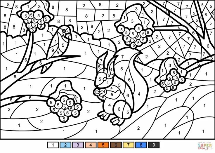 Winter Scene Color by Number Free Printable Coloring Pages Coloring pages, Print