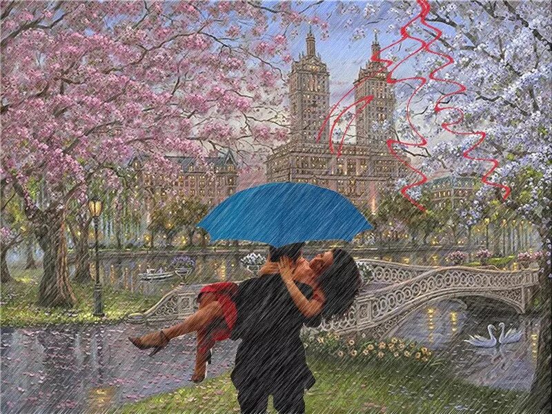 Апрель город любовь. Прогулка под дождём. Дождь в живописи.