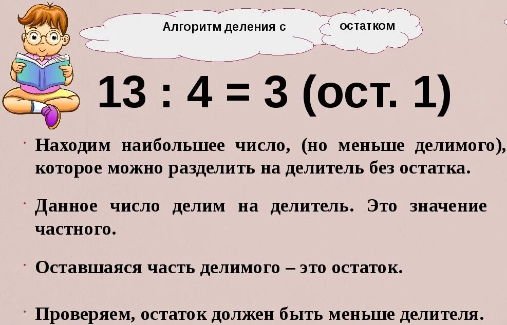 Правило деление с остатком 3. Алгоритм решения примеров с остатком 3 класс. Методика деления с остатком в начальной школе. Алгоритм деления с остатком 3 класс школа России. Деление с остатком 3 класс деление с остатком.