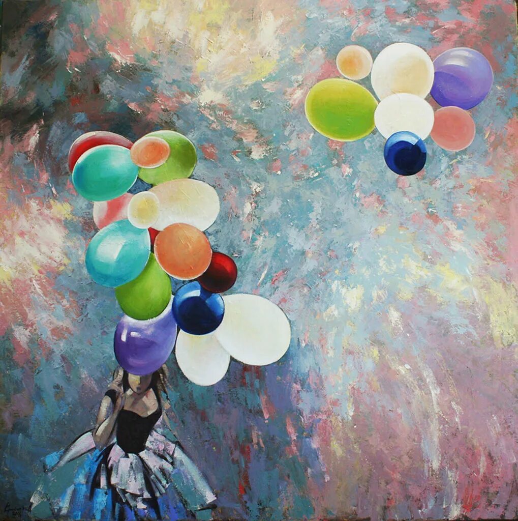 Песнь шарики воздушные. Воздушные шары живопись. Картина маслом воздушные шары.