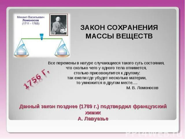 Значение в химии закона сохранения массы. Значение в химии закона сохранения массы