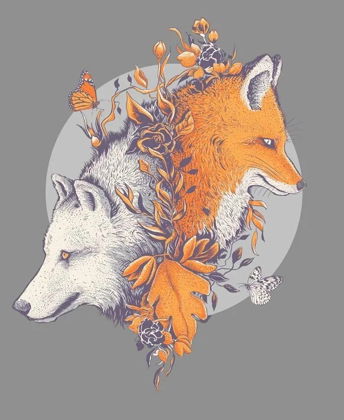 Тату волка лис. Тату лиса и волк. Тату волка лис. Парные тату с лисами. Тату лиса и волк.