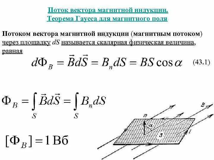 Вертикальная составляющая вектора индукции. Поток вектора магнитной индукции. Теорема Гаусса для поля в.. 1. Поток вектора магнитной индукции. Теорема Гаусса для магнитного потока. Поток вектора магнитной индукции рисунок формула.