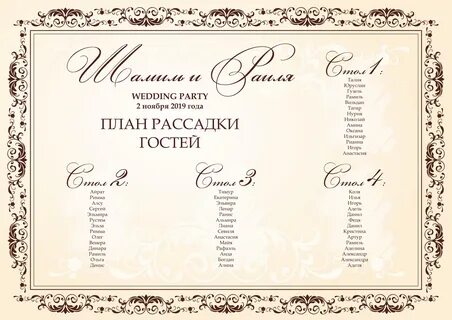 Рассадка на свадьбу шаблоны пустые