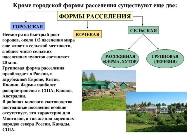 Состав размещения населения урбанизация и миграция. Расселение населения россии городское сельское. формы расселения людей схема. форма расселения городская и сельская. формы сельского расселения.