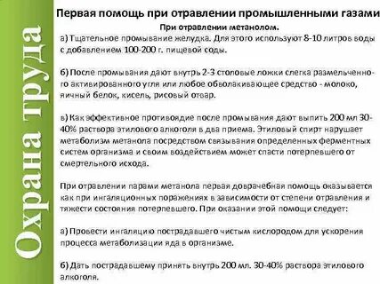 Метанол первая помощь