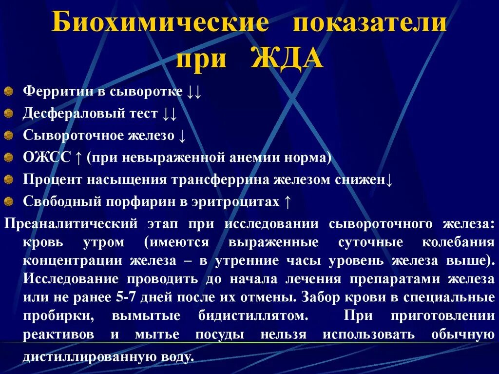 Анемия биохимия. Биохимические показатели при жда. Биохимические показатели при железодефицитной анемии. Показатели крови при железодефицитной анемии у женщин. Показатели биохимии при железодефицитной анемии.