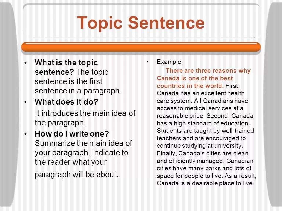 Writing topic sentences