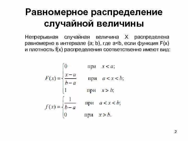 Функция распределения равномерной случайной величины