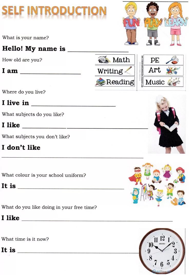 Self introduction. Задания на introduction. self introduction worksheet. introduction english. introduction worksheets.