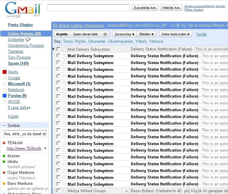 Mail failure. Mail delivery subsystem.