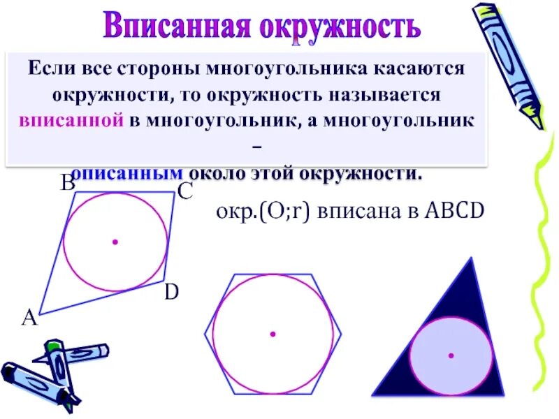 Определение описанного многоугольника. Окружность вписанная в многоугольник. Вписанный и описанный многоугольник в окружность. Описанная окружность многоугольника. Окружность вписанная в многоугольник если.