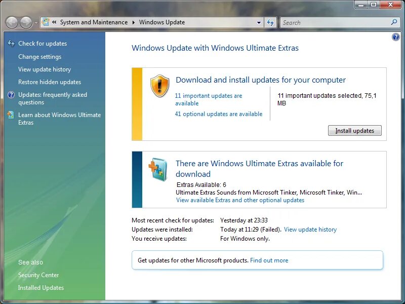 Windows vista ошибки. Windows vista ошибка. windows xp update. system and maintenance windows. win xp обновления windows окно.