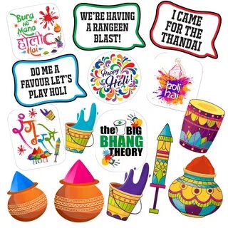 Party Propz HOLI Theme Party Photo Booth Props (15 Pieces) for holi.