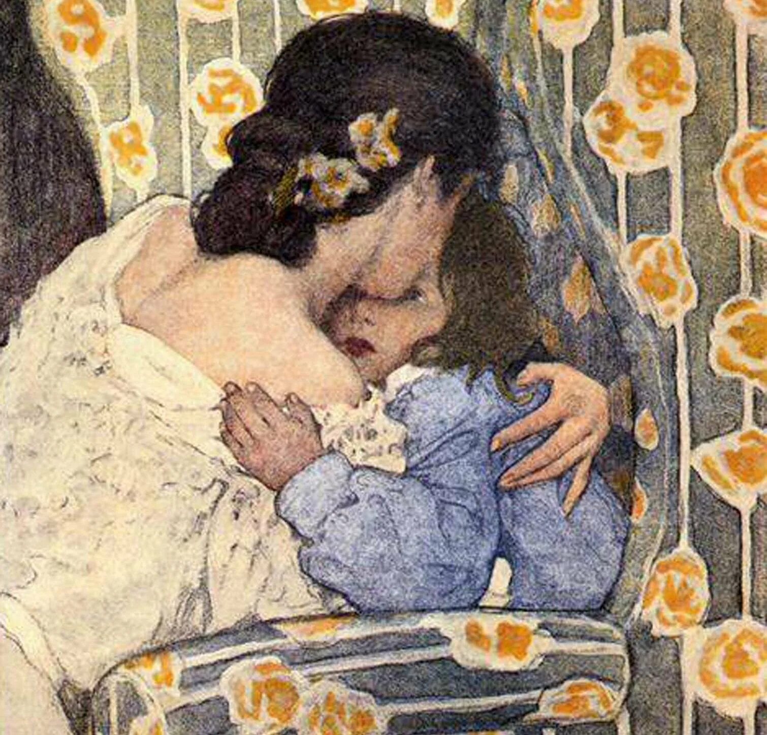 "Мать и дитя", Жук, 1906. Образ матери в живописи. Картины с изображением мамы. Мать и дитя. Картина день мам