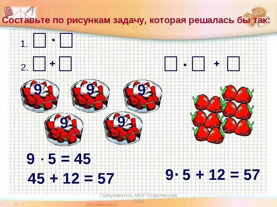 Математические задачи на умножение. Задачи на умножения по рисунку. Задачи на умножение в картинках. Задачки для 2 класса на умножение. Смысл деления 2 класс карточки