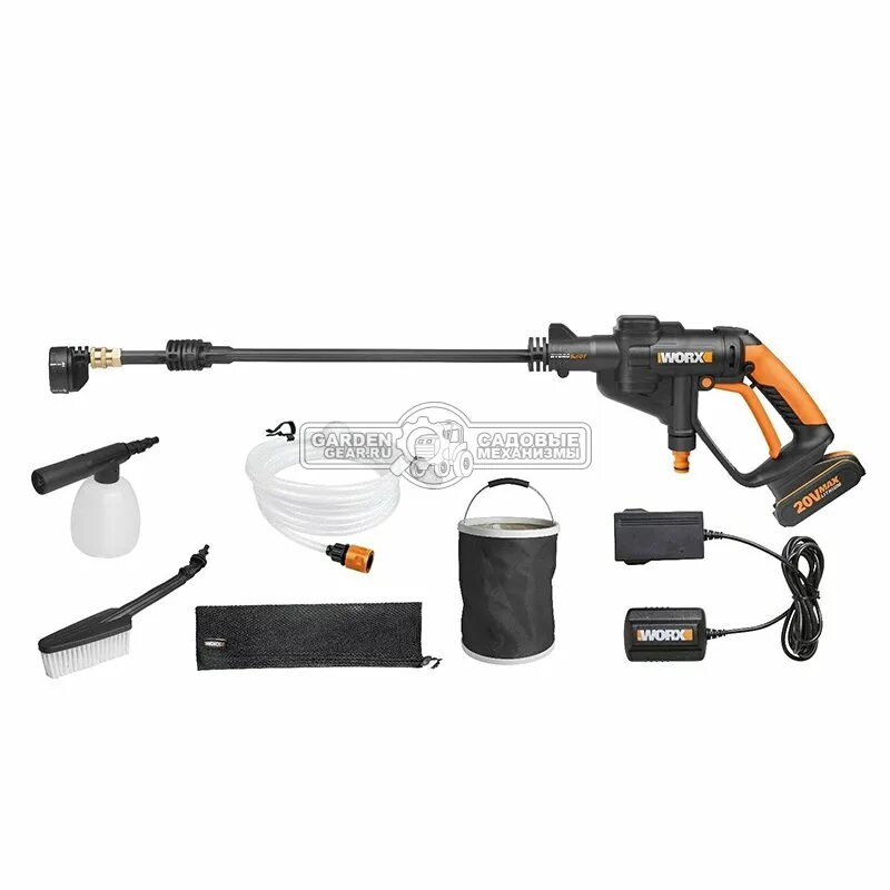 Аккумуляторная мойка высокого давления обзор. Мойка высокого давления worx wg629e.11. worx 629 мойка аккумуляторная. пенообразователь worx wa4036. worx 20v мойка высокого давления wg620e, комплект с акб 2 ah и зу.