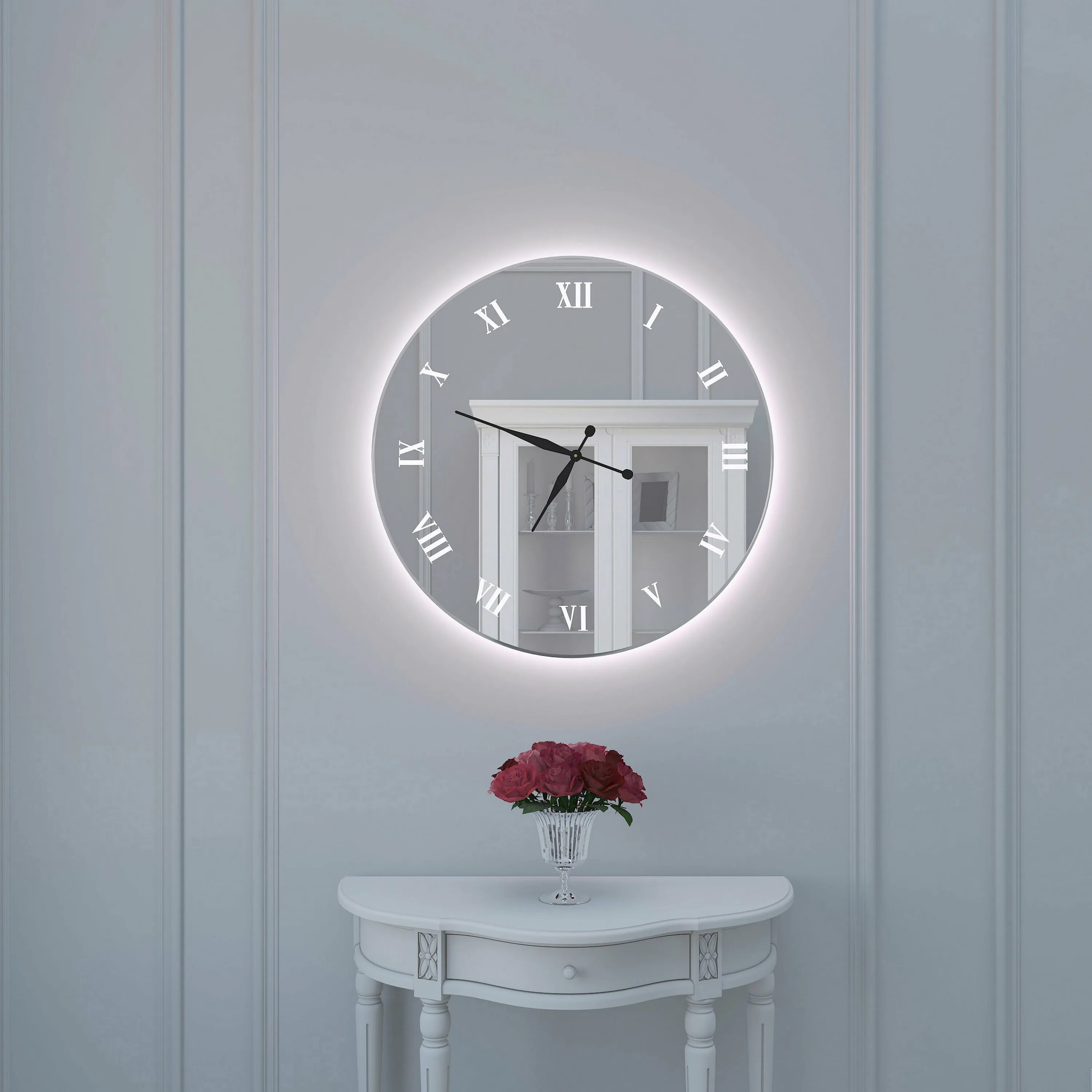Зеркальные часы с подсветкой. Часы зеркальные настенные. Дизайнерские часы на стену. Часы в спальню настенные.