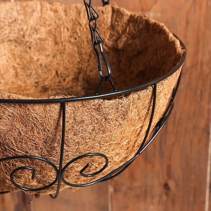 Кашпо подвесное, d = 25 см, с кокосовым вкладышем, «сфера». Кокосовый вкладыш для кашпо. Кашпо из кокосовой скорлупы. Кокосовая корзина для кашпо. Кашпо кокосовые.