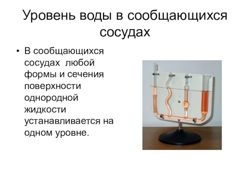 Как изменится уровень воды в сосудах. Сообщающиеся сосуды. Уровень воды в сообщающихся сосудах. Сообщающиеся сосуды водопровод. Проект по физике сообщающиеся сосуды.