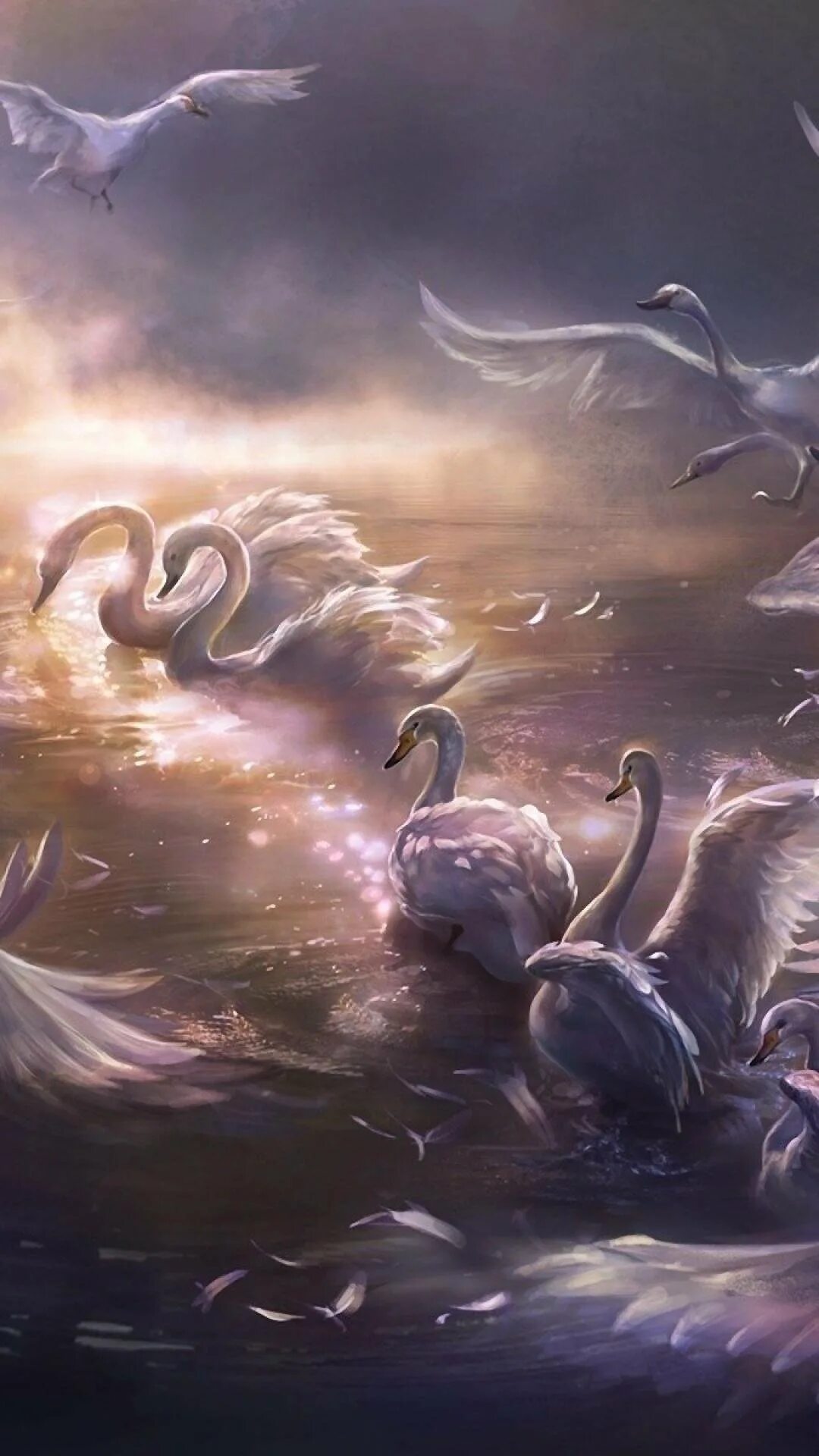 магический лебедь. лебедь фэнтези. волшебный лебедь. картина " лебедь". волшебный лебедь.