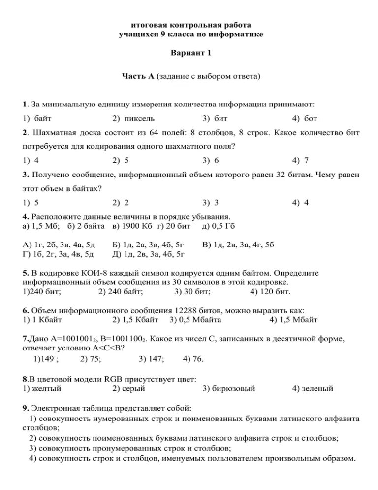 Итоговая контрольная 9 класс Информатика Семакин. 9 Проверочная по информатике 9 класс. Контрольная. Годовая контрольная по информатике.