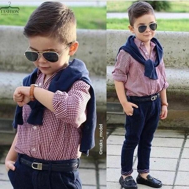 striped pants, a polka dot shirt, a white tie, a warm grey cardigan and navy sli