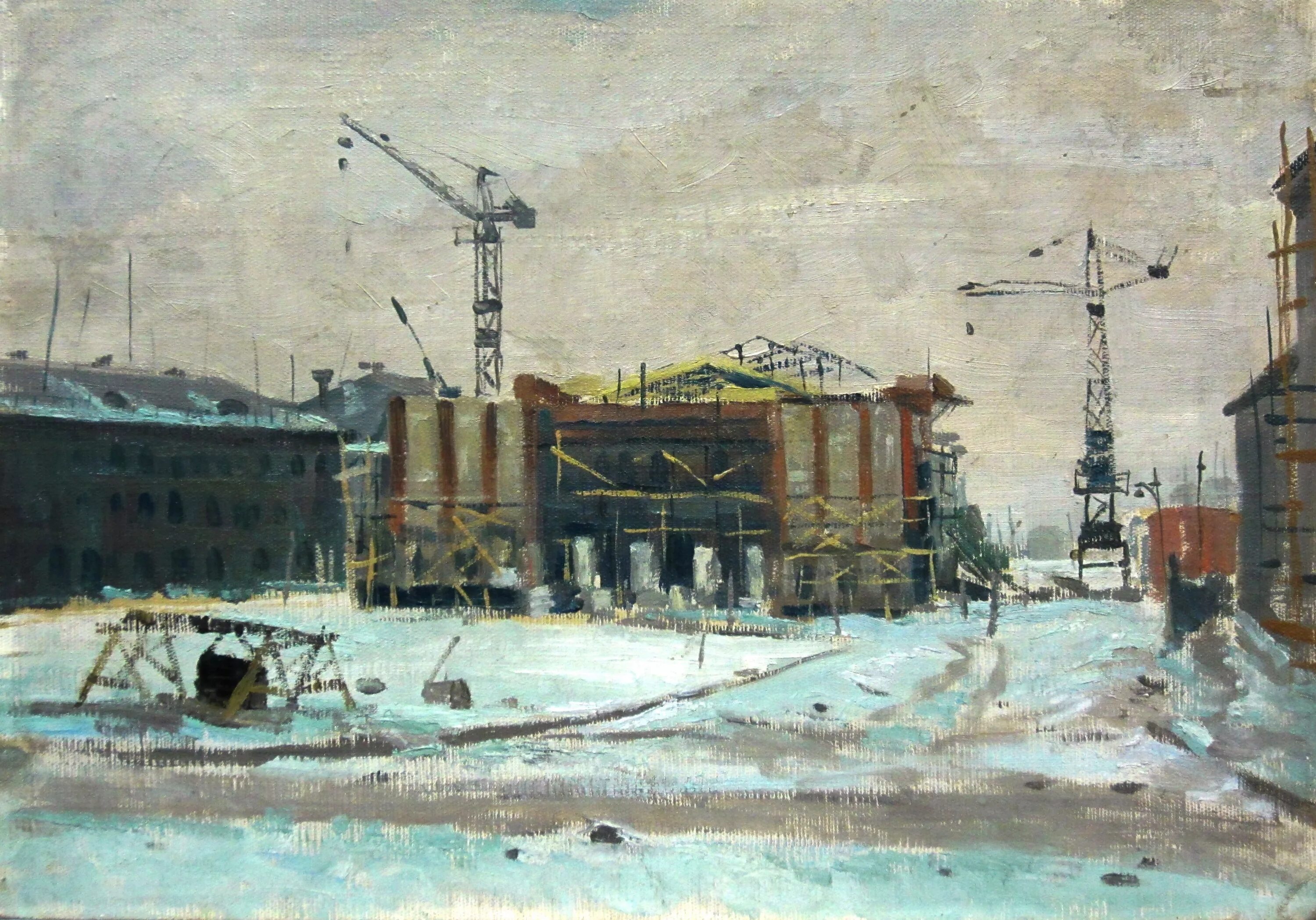 На просторах подмосковных строек. На просторах подмосковных строек. А. Советская живопись стройка. На просторах подмосковных строек.