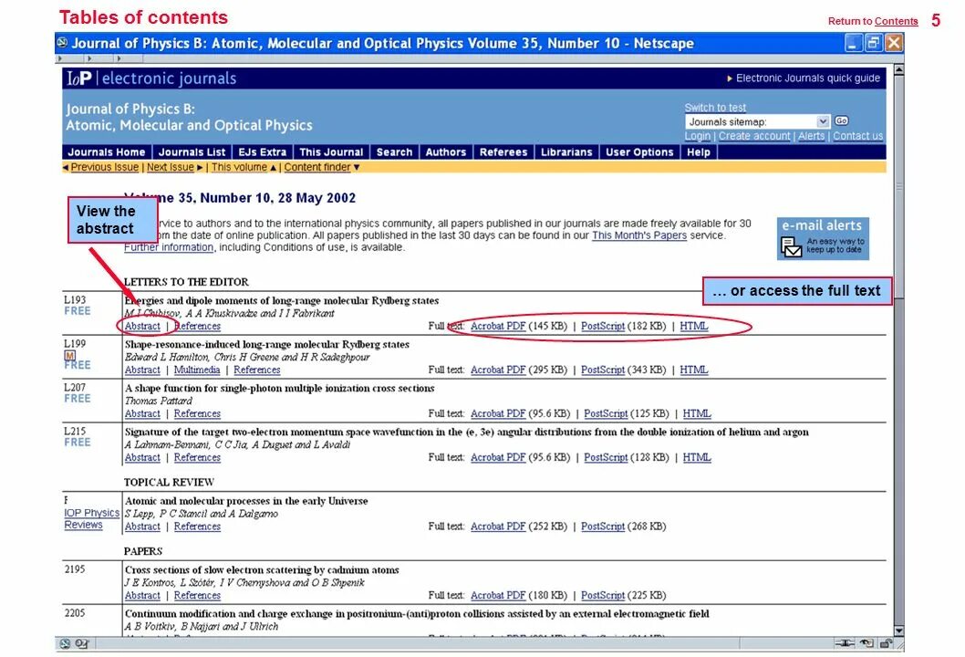 Return content. Content-return. electronic journal in html. using a written or electronic journal.
