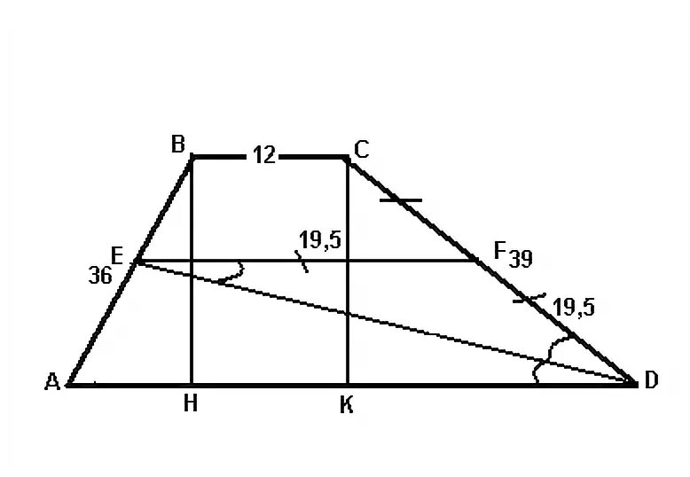 Найти среднюю линию трапеции ABCD CD равно 12. На рисунке отрезок EF параллелен стороне BC укажите верную пропорцию. EF параллельно KT найти площадь EFTK. Периферийный диск трапеция.