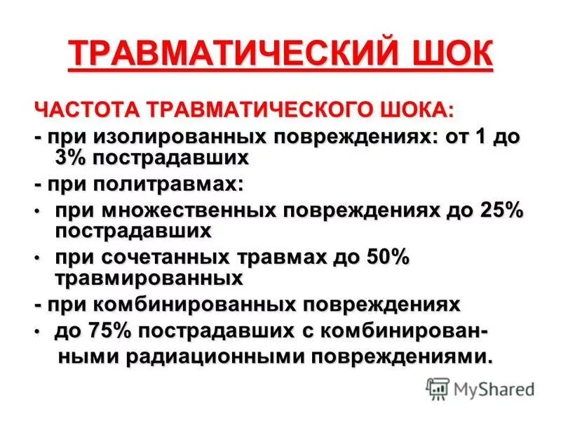 Признаки травматического шока у пострадавшего