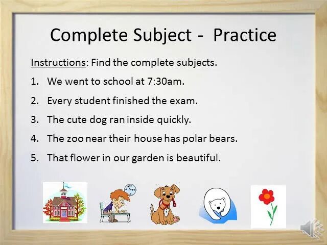 Simple and Compound Predicate. Complete subject. Subject and Predicate. Simple Nominal Predicate and Compound Nominal Predicate.