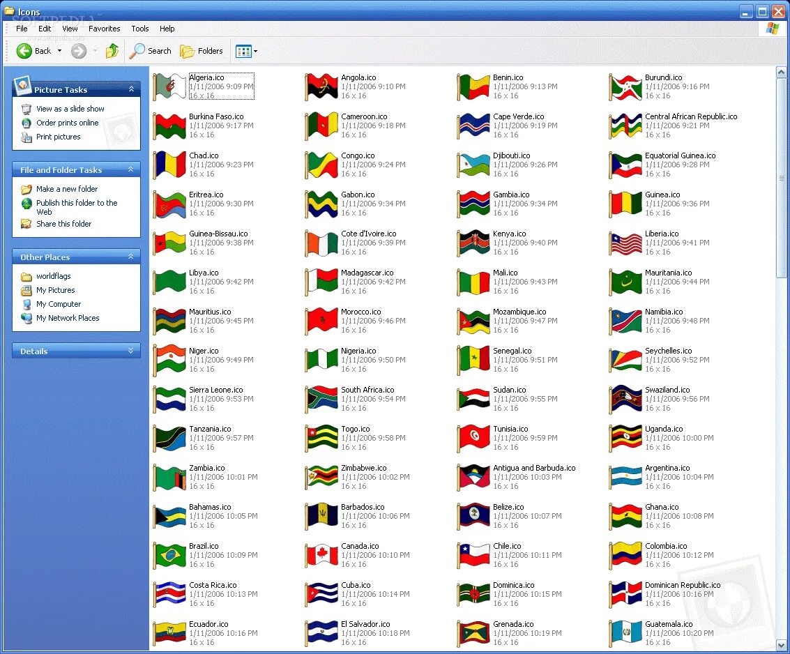 Все страны приложения. Название всех флагов.